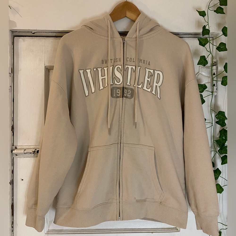 Garage Hooded Sweatshirt- Women’s Sz Sm Oversized Hoodie Zip Up - Off White